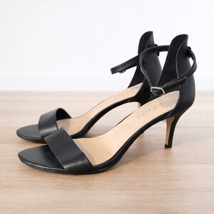 Kelly & Katie Black Ankle Strap Heels Size 9.5 Minimalist Stiletto Sandals